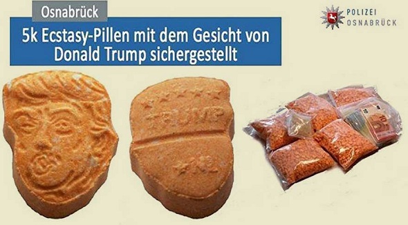 TRUMP BİÇİMİNDE UYUŞTURUCU HAPLAR ELE GEÇİRİLDİ